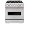 30 In. 4.2 Cu. Ft. Classic Dual Fuel Range With 4 Burner Gas Cooktop And Electric Convection Oven In Stainless Steel
