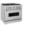 36 In. 5.2 Cu. Ft. Classic Dual Fuel Range With 6 Burner Gas Cooktop And Electric Convection Oven In Stainless Steel