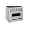 36 In. 5.2 Cu. Ft. Classic Dual Fuel Range With 6 Burner Gas Cooktop And Electric Convection Oven In Stainless Steel