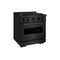 30 In. 4.2 Cu. Ft. Classic Dual Fuel Range With 4 Burner Gas Cooktop And Electric Convection Oven In Black Stainless Steel