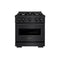 30 In. 4.2 Cu. Ft. Classic Dual Fuel Range With 4 Burner Gas Cooktop And Electric Convection Oven In Black Stainless Steel
