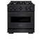 30 In. 4.2 Cu. Ft. Classic Dual Fuel Range With 4 Burner Gas Cooktop And Electric Convection Oven In Black Stainless Steel