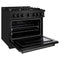 36 In. 5.2 Cu. Ft. Classic Dual Fuel Range With 6 Burner Gas Cooktop And Electric Convection Oven In Black Stainless Steel
