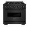 36 In. 5.2 Cu. Ft. Classic Dual Fuel Range With 6 Burner Gas Cooktop And Electric Convection Oven In Black Stainless Steel