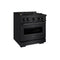 30 In. 4.2 Cu. Ft. Classic Dual Fuel Range With Gas Cooktop And Electric Convection Oven In Black Stainless Steel With 4 Brass Burners
