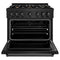 36 In. 5.2 Cu. Ft. Classic Dual Fuel Range With Gas Cooktop And Electric Convection Oven In Black Stainless Steel With 6 Brass Burners