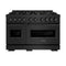 48 In. 6.7 Cu. Ft. Classic Double Oven Dual Fuel Range In Black Stainless Steel With 8 Brass Burners