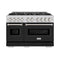 48 In. 6.7 Cu. Ft. Classic Double Oven Dual Fuel Range With 8 Burner Gas Cooktop In Stainless Steel With Black Matte Doors