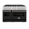 48 In. 6.7 Cu. Ft. Classic Double Oven Dual Fuel Range With 8 Burner Gas Cooktop In Stainless Steel With Black Matte Doors