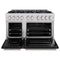 48 In. 6.7 Cu. Ft. Classic Double Oven Dual Fuel Range With 8 Burner Gas Cooktop In Stainless Steel With Black Matte Doors