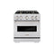30 In. 4.2 Cu. Ft. Classic Dual Fuel Range With Gas Cooktop And Electric Convection Oven In Stainless Steel With 4 Brass Burners