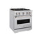30 In. 4.2 Cu. Ft. Classic Dual Fuel Range With Gas Cooktop And Electric Convection Oven In Stainless Steel With 4 Brass Burners