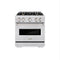 30 In. 4.2 Cu. Ft. Classic Dual Fuel Range With Gas Cooktop And Electric Convection Oven In Stainless Steel With 4 Brass Burners