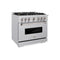 36 In. 5.2 Cu. Ft. Classic Dual Fuel Range With Gas Cooktop And Electric Convection Oven In Stainless Steel With 6 Brass Burners
