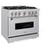 36 In. 5.2 Cu. Ft. Classic Dual Fuel Range With Gas Cooktop And Electric Convection Oven In Stainless Steel With 6 Brass Burners
