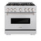 36 In. 5.2 Cu. Ft. Classic Dual Fuel Range With Gas Cooktop And Electric Convection Oven In Stainless Steel With 6 Brass Burners