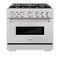36 In. 5.2 Cu. Ft. Classic Dual Fuel Range With Gas Cooktop And Electric Convection Oven In Stainless Steel With 6 Brass Burners