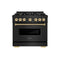 Autograph Edition 36 In. 5.2 Cu. Ft. Classic Dual Fuel Range With 6 Burner Gas Cooktop And Electric Convection Oven In Black Stainless Steel With Champagne Bronze Accents