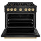 Autograph Edition 36 In. 5.2 Cu. Ft. Classic Dual Fuel Range With 6 Burner Gas Cooktop And Electric Convection Oven In Black Stainless Steel With Champagne Bronze Accents