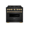 Autograph Edition 36 In. 5.2 Cu. Ft. Classic Dual Fuel Range With 6 Burner Gas Cooktop And Electric Convection Oven In Black Stainless Steel With Polished Gold Accents