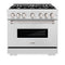 36 In. 5.2 Cu. Ft. Classic Dual Fuel Range With 6 Burner Gas Cooktop And Electric Convection Oven In Satin Stainless Steel