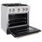 30 In. 4.2 Cu. Ft. Classic Dual Fuel Range With 4 Burner Gas Cooktop And Electric Convection Oven In Satin Stainless Steel With Black Matte Door