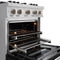 30 In. 4.2 Cu. Ft. Classic Dual Fuel Range With 4 Burner Gas Cooktop And Electric Convection Oven In Satin Stainless Steel With Black Matte Door