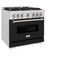 36 In. 5.2 Cu. Ft. Classic Dual Fuel Range With 6 Burner Gas Cooktop And Electric Convection Oven In Satin Stainless Steel With Black Matte Door
