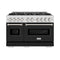 48 In. 6.7 Cu. Ft. Classic Double Oven Dual Fuel Range With 8 Burner Gas Cooktop In Satin Stainless Steel With Black Matte Doors