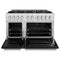 48 In. 6.7 Cu. Ft. Classic Double Oven Dual Fuel Range With 8 Burner Gas Cooktop In Satin Stainless Steel With Black Matte Doors