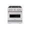 30 In. 4.2 Cu. Ft. Classic Dual Fuel Range With Gas Cooktop And Electric Convection Oven In Satin Stainless Steel With 4 Brass Burners