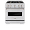 30 In. 4.2 Cu. Ft. Classic Dual Fuel Range With Gas Cooktop And Electric Convection Oven In Satin Stainless Steel With 4 Brass Burners