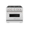 36 In. 5.2 Cu. Ft. Classic Dual Fuel Range With Gas Cooktop And Electric Convection Oven In Satin Stainless Steel With 6 Brass Burners