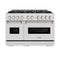48 In. 6.7 Cu. Ft. Classic Double Oven Dual Fuel Range In Satin Stainless Steel With 8 Brass Burners