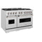 48 In. 6.7 Cu. Ft. Classic Double Oven Dual Fuel Range In Satin Stainless Steel With 8 Brass Burners