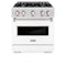 30 In. 4.2 Cu. Ft. Classic Dual Fuel Range With 4 Burner Gas Cooktop And Electric Convection Oven In Satin Stainless Steel With White Matte Door