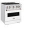 30 In. 4.2 Cu. Ft. Classic Dual Fuel Range With 4 Burner Gas Cooktop And Electric Convection Oven In Satin Stainless Steel With White Matte Door
