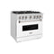 36 In. 5.2 Cu. Ft. Classic Dual Fuel Range With 6 Burner Gas Cooktop And Electric Convection Oven In Satin Stainless Steel With White Matte Door