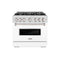 36 In. 5.2 Cu. Ft. Classic Dual Fuel Range With 6 Burner Gas Cooktop And Electric Convection Oven In Satin Stainless Steel With White Matte Door