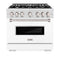 36 In. 5.2 Cu. Ft. Classic Dual Fuel Range With 6 Burner Gas Cooktop And Electric Convection Oven In Satin Stainless Steel With White Matte Door