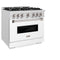 36 In. 5.2 Cu. Ft. Classic Dual Fuel Range With 6 Burner Gas Cooktop And Electric Convection Oven In Satin Stainless Steel With White Matte Door