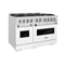 48 In. 6.7 Cu. Ft. Classic Double Oven Dual Fuel Range With 8 Burner Gas Cooktop In Satin Stainless Steel With White Matte Doors