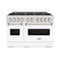 48 In. 6.7 Cu. Ft. Classic Double Oven Dual Fuel Range With 8 Burner Gas Cooktop In Satin Stainless Steel With White Matte Doors
