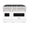 48 In. 6.7 Cu. Ft. Classic Double Oven Dual Fuel Range With 8 Burner Gas Cooktop In Satin Stainless Steel With White Matte Doors