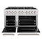 48 In. 6.7 Cu. Ft. Classic Double Oven Dual Fuel Range With 8 Burner Gas Cooktop In Satin Stainless Steel With White Matte Doors