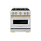 Autograph Edition 30 In. 4.2 Cu. Ft. Classic Dual Fuel Range With 4 Burner Gas Cooktop And Electric Convection Oven In Satin Stainless Steel With Champagne Bronze Accents