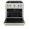 Autograph Edition 30 In. 4.2 Cu. Ft. Classic Dual Fuel Range With 4 Burner Gas Cooktop And Electric Convection Oven In Satin Stainless Steel With Champagne Bronze Accents