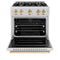Autograph Edition 30 In. 4.2 Cu. Ft. Classic Dual Fuel Range With 4 Burner Gas Cooktop And Electric Convection Oven In Satin Stainless Steel With Polished Gold Accents