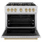 Autograph Edition 36 In. 5.2 Cu. Ft. Classic Dual Fuel Range With 6 Burner Gas Cooktop And Electric Convection Oven In Satin Stainless Steel With Champagne Bronze Accents