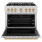 Autograph Edition 36 In. 5.2 Cu. Ft. Classic Dual Fuel Range With 6 Burner Gas Cooktop And Electric Convection Oven In Satin Stainless Steel With Polished Gold Accents